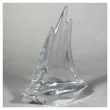 (1pc) Daum Nancy Glass Sailboat | Sailboat signed on side - h. 8 x w. 2 x l. 7 in