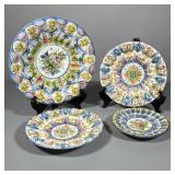 (4pc) Wall Pottery | 4 compatible dishes wired for hanging. All signed. - dia. 11 in (largest)