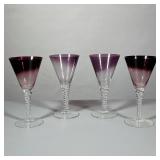 (4pc) PURPLE GLASS WINE GLASSES | Including: pair of purple glass wine glass & pair of purple glass 