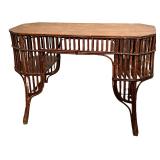 RATTAN DESK | Rattan desk with 2 small shelves and footrest - h. 29 x w. 42.5 x d. 18.5 in
