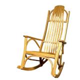 CRAFT WOOD ROCKER | Craft carved wood rocking chair - h. 44 x w. 26.5 x d. 34 in