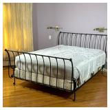 WROUGHT IRON BED FRAME | Having curved wrought iron head & footboard - h. 44 x w. 61 x l. 94 in