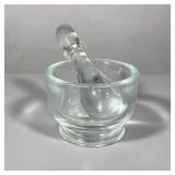 BLOWN GLASS MORTAR & PESTLE | No apparent signature - h. 4 x dia. 5.5 in (mortar)