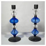 Hoglund Candlestick Holders | Mid Century candle holders made with wrought iron and glass by the Swe