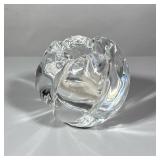 SIGNED CRYSTAL BOWL | Having curved twisted design, signed on bottom - h. 5 x dia. 5.5 in