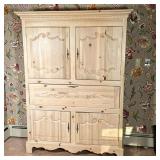 PINE KITCHEN HUTCH | Having 3 shelf cabinet over drop desk over large cabinet - h. 78 x w. 60 x d. 1