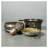 (4pc) SILVER PLATE WINE ITEMS | Including: silver plate tastevin, potentially Sterling silver & wood