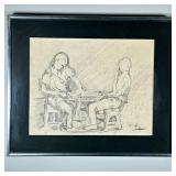 SIGNED SKETCH | Checkers. Pencil sketch on paper 10.5 x 13.5 in. Sight. Signed lower right - h. 15.2