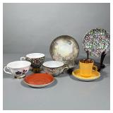 (13pc) Assorted Tea Cups | Including one yellow with gold interior Demi-tasse cup with matching sauc