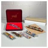 (6pc) MIXED MEZUZAHS | Including: Hand painted & acrylic mezuzah, hammered copper mezuzah, Garden of