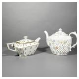 (2pc) Tea Pots | One is marked Limoges and the other is Ansley . - h. 7 x w. 10 in (Taller)