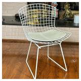 Aluminum Wire Chair | With small leather cushion - h. 30 x w. 21 x d. 19 in