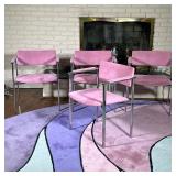 (4pc) STENDIG ALUMINUM ARMCHAIRS | Having magenta upholstery & chromed aluminum frame, marked on bot