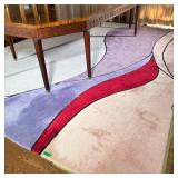 EDWARD FIELDS LARGE AREA RUG | Large colorful area rug with wavy pink & purple pastels - w. 122 x l.