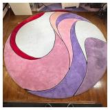 EDWARS FIELDS CIRCULAR RUG | Colorful pink & purple pastel circular area rug by Edward Fields - dia.