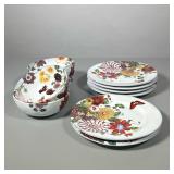 (10pc) Bowls and Salad Plates | 6 plates and 4 matching bowls made in Portugal by Dahlia’s. Butterfl