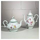 (2pc) Matching Coffee/Tea Pots | Rosenthal china pieces with floral design. - h. 11 x w. 9 in (Coffe