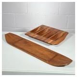 (2pc) Wooden Serving Pieces | Charcuterie board and Dansk Designs sectional serving piece. MCM Dimen