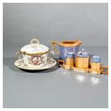 (5pc) Small Pitcher With Salt And Pepper Shakers | Made in Japan small creamer with matching set of 