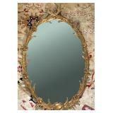 Gold Gilt Framed Mirror | Ovular French Provincial gilded gold mirror with floral and acanthus leave