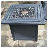 GAS OUTDOOR FIRE PIT TABLE | Square propane gas fire pit table with obsidian rock center - h. 24.5 x