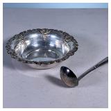 (2pc) Sterling Silver Pieces | Including: a Wallace Sterling silver bowl with tooled rim marked on b