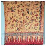 BATIK FABRIC | Batik sarong with red, blue, and green floral and foliage pattern. - h. 96 x w. 41 in