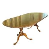 (3pc) Chippendale Style Dining Room Table | Large Chippendale style table with two pedestal tripod l
