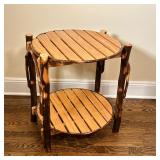 WOODEN SIDE TABLE | Having 4 branch legs with curved branch borders & slatted tops - h. 22 x dia. 18