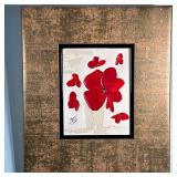 SIGNED OIL PAINTING | Red flowers. Oil on canvas. 7 x 5.5 in canvas. Signed lower left - h. 13 x w. 