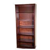 WOODEN OPEN BOOKSHELF | Having 6 shelves and warm burnished brown finish - h. 72 x w. 31.5 x d. 13.7