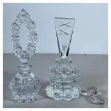 (3pc) Vintage Perfume Bottles | Pressed glass bottles with stoppers plus an additional stopper. - h.