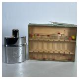 (2pc) Flask And Stirrers | Flask originally filled with Wild Turkey Wiskey, collection of glass cock