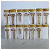Vintage Spice Set | Griffith’s of Chicago labeled glass spice jars. 14 total. - h. 3.5 x w. 1.5 in (
