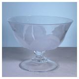 Glass Pedestal Bowl | Glass fruit bowl with frosted petals on pedestal. - h. 7 x dia. 9 in