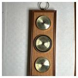 Jason Mounted Weather Station | Vintage (mid 20th c.) Jason (Japan) brand brass and grasscloth mount