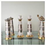 (6pc) Lenox Salt/Pepper Mills & Candlestick Holders | Vintage (mid 20th c.) Lenox "Lido" pattern sal