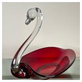 Duncan Miller Art Glass Bowl - "Swan"| Vintage (mid 20th c.) Duncan Miller blown glass/art glass swa