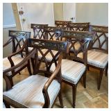 (8pc) Sheraton Style Dining Chairs | English Sheraton style upholstered seat dining chairs, with 6 s
