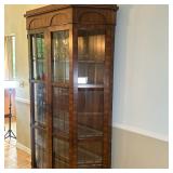 Tall Oak China/Curio Cabinet | Vintage (mid 20th c.) tall oak wood china/curio cabinet with four gla