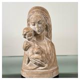 Carved Statue - "Madonna of Bruges" | Carved wooden statue, a replica/reproduction of Michelangelo