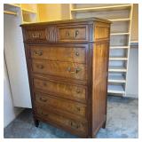 7-Drawer Tall Chest of Drawers | Vintage (mid 20th c.) tall wooden chest of drawers with 7 dovetail 