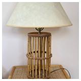 Bamboo Style Table Lamp | Unique table lamp with organic materials rib base, possibly woven from a c
