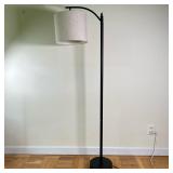Black Arched Arm Floor Lamp | Modern floor lamp with painted black iron round base, lamp pole and ar