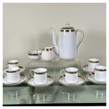 (15pc) Crown Staffordshire Coffee Set - Service for 6 | Crown Staffordshire "Greek Key" pattern coff