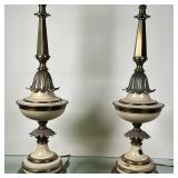 (2pc) Stiffel Regency Style Table Lamps | Pair of vintage (mid 20th c.) Regency style Stiffel solid 