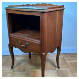 Louis XV Style Phone Table | Antique Louis XV style phone table with drawer and fitted glass top. - 