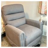 Remote-Operated Recliner Armchair | Modern lift/remote-operated recliner armchair with gray upholste