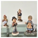 (4pc) Goebel Hummels Figurines - "The Flutist" & Others | Collection of vintage Goebel Hummels figur