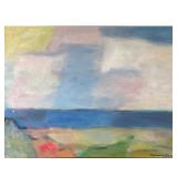 NORMAN BARR (20TH CENTURY) MODERNIST PAINTING | Beach scene. Oil on canvas. 18 x 24 in. Sight. Signe